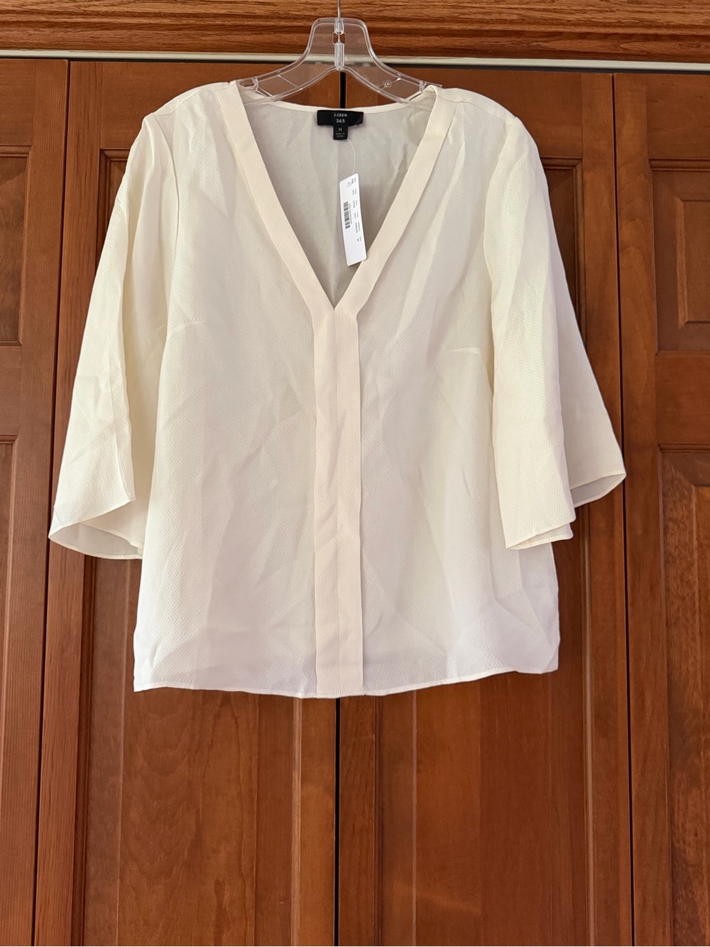 J. Crew Cream V-Neck Blouse